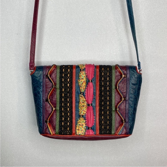 Sharif vintage Multi-color Patchwork Textured Leather Bag - Picture 4 of 12